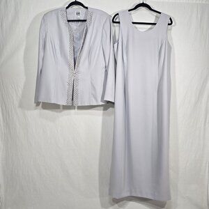 R & M RICHARDS Mother of The Bride Special Occasions Gray SET-2 Dress/Jacket 18.